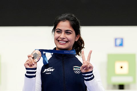Manu Bhaker after winning the bronze medal
